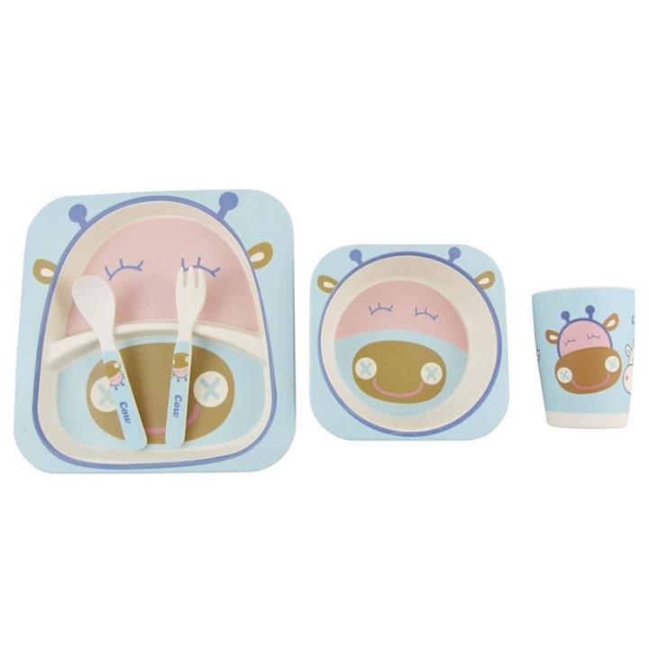 ظرف غذای گیاهی کودک بامبو طرح گاو آبی